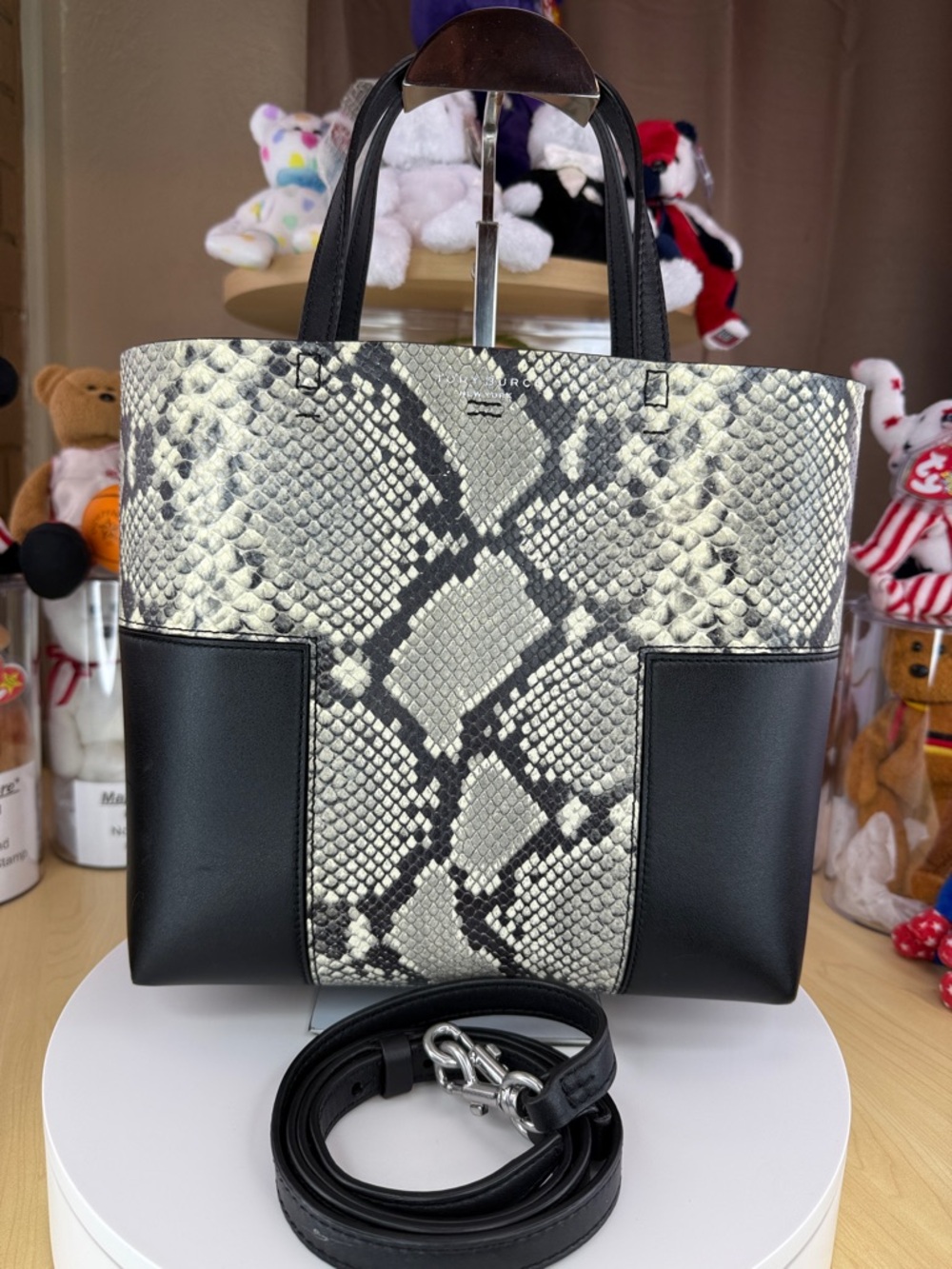 💥TORY BURCH - Block-T Mini Snake Embossed Tote - 45U398